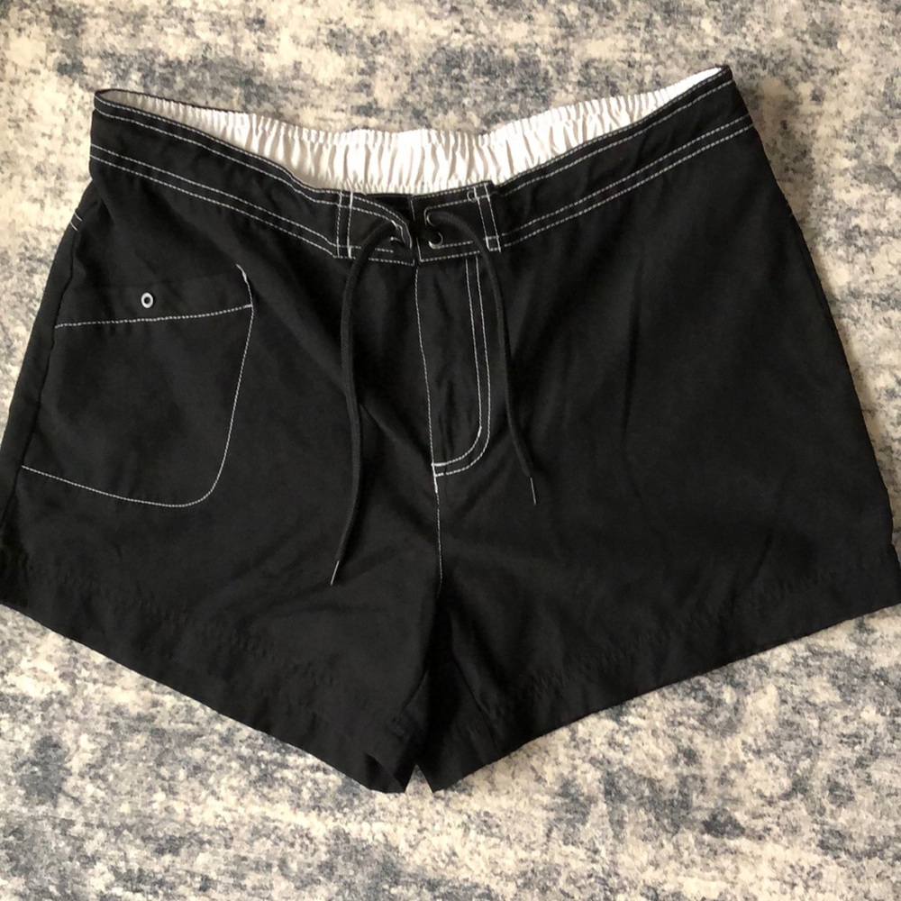 Catalina Black Swim Cover-Up Shorts – Size M, Elastic Waist, Pocket Detail